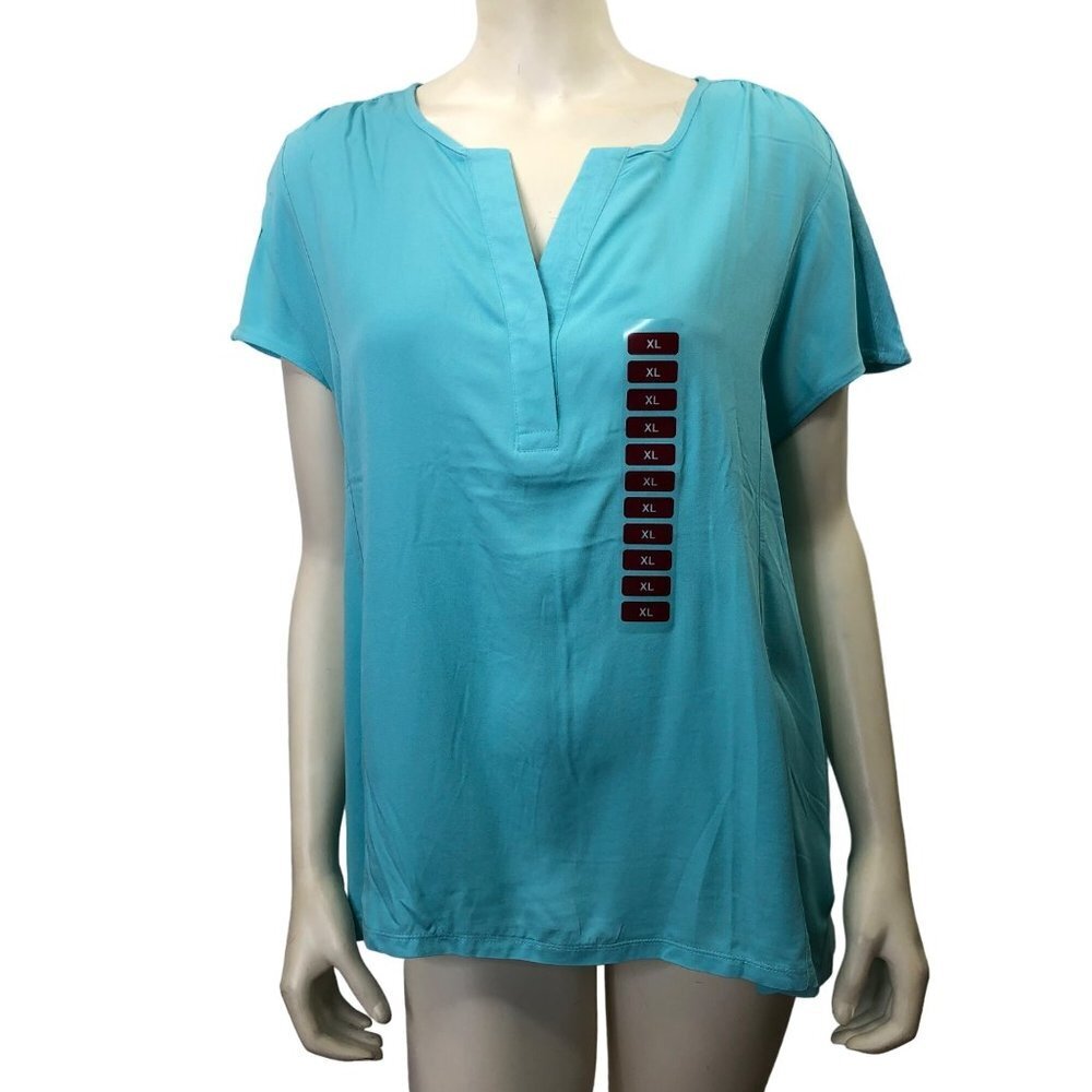 NINE WEST $59 SPLIT NECK CAP SLEEVE TOP XL NEW WITH TAG